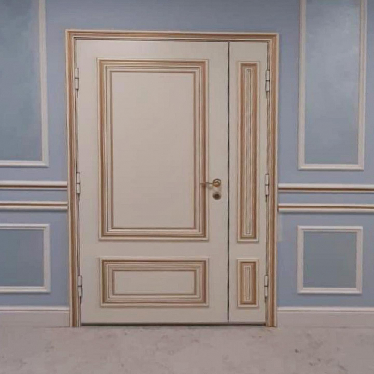Дизайнерская белая дверь в широкий проём
